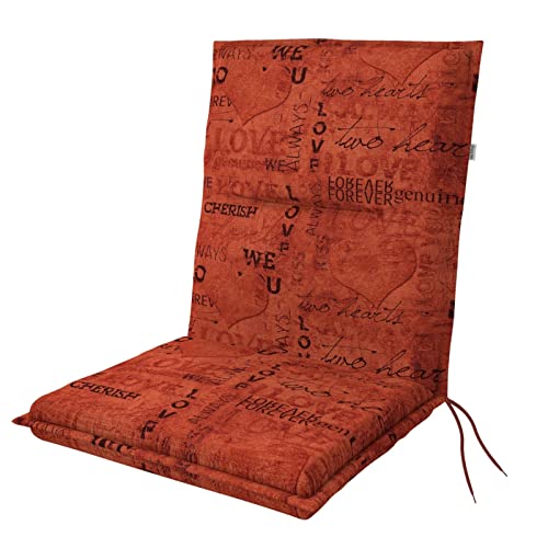 Doppler Auflage für Niederlehner Spot Orange Love I Gartenstuhl-Polster 100x48x5cm aus Baumwolle & Polyester I Sitzauflage weich & bequem I Sitzkissen zum Festbinden an Gartenstuhl von Doppler