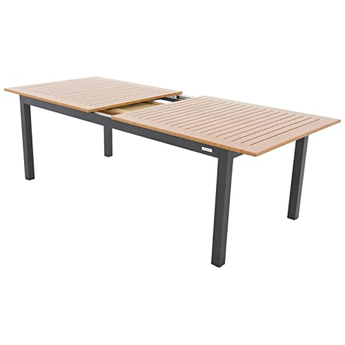 Doppler Ausziehtisch Expert Holzoptik Anthrazit 220/280x100 I Gartentisch ausziehbar I Gartenmöbel Aluminium I Terassenmöbel außen I Outdoortisch für Terrasse & Balkon I Wetterfest & robust von Doppler