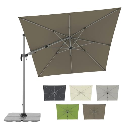 Doppler Sonnenschirm SP-AZ 320x240 cm Greige-Taupe - Pendelschirm knickbar + drehbar + neigbar - Gartenschirm mit UV-Schutz 50+ - Kurbelschirm aus Aluminium - regenabweisendes Polyester-Schirmdach von Doppler