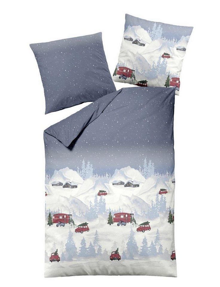 Bettwäsche Dormisette Edel Biber Bettwäsche 135x200 Auto Berge Wald Bäume Hütte, Dormisette, Edelbiber, 2 teilig von Dormisette