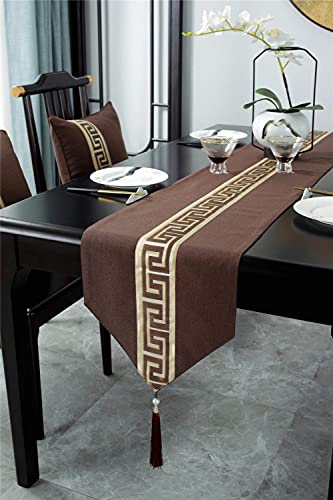 Tischläufer Braun 13 X 70.9 inches(33 X 180cm) Leinen Tischband Läufer Abwaschbar für Küche Speisetisch Tabletop Dekor von Dostear