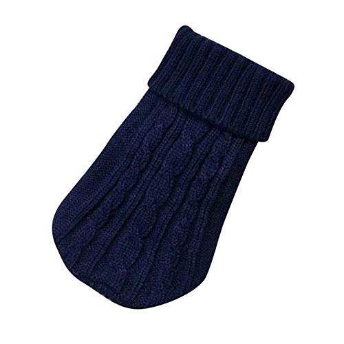 Doublehero Haustier Kleidung Herbst Winter Strickpullover Kostüm Jacke Mantel Rollkragen Warm Hundebekleidung Katze Kleiner Hunde Pulli Hemden Shirts Niedlich Haustierkleidung (M, Navy) von Doublehero