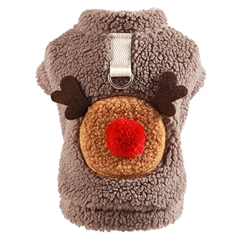 Weihnachten Hund Kleidung für kleine Hunde Santa Hund Kostüm Haustier-Weihnachtslamm-Fleece-KleidungHoliday Puppy Costume Lamm-Fleece-Kleidung Hundepullover Aus Fleece (Coffee, M) von Doublehero