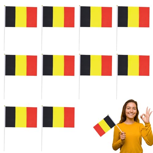 Klein Belgien Flagge für EM Deko 2024,Handwinkende Flaggen,Mini-Flagge,Handgehaltene Flaggen,Nationalflaggen Belgien für 2024 Fußball EM WM Hausgarten Party Bar Deko von Doukesh