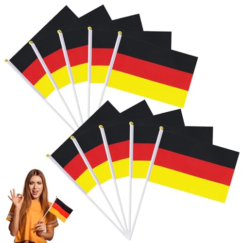 Klein Deutschland Flagge für EM Deko 2024,Handwinkende Flaggen,Mini-Flagge,Handgehaltene Flaggen,Nationalflaggen Deutschland für 2024 Fußball EM WM Hausgarten Party Bar Deko von Doukesh