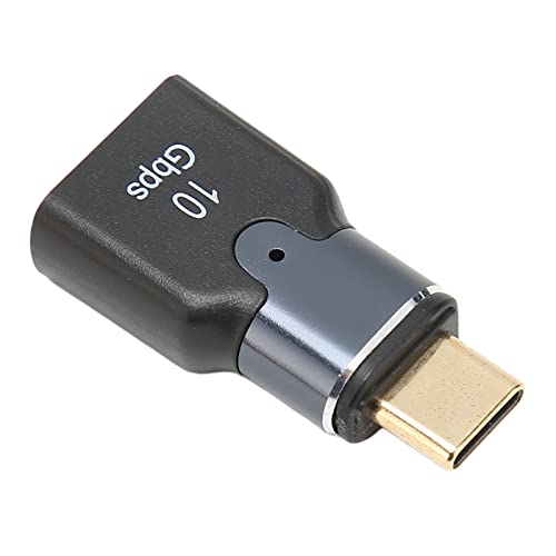 Dpofirs Magnetische USB Buchse auf Typ C Adapter, 10 Gbit/s Übertragung, Aluminiumlegierung, Kleiner, Kompakter 3A Typ C Adapter mit Lichteffekt von Dpofirs