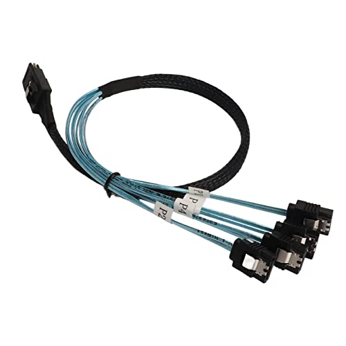 Dpofirs -SAS-auf-4-Kabel, Hohe Flexibilität, 12 Gbit/s, Verzinntes Kupfer, Vergoldet, für Desktop-Gehäuse (1m) von Dpofirs