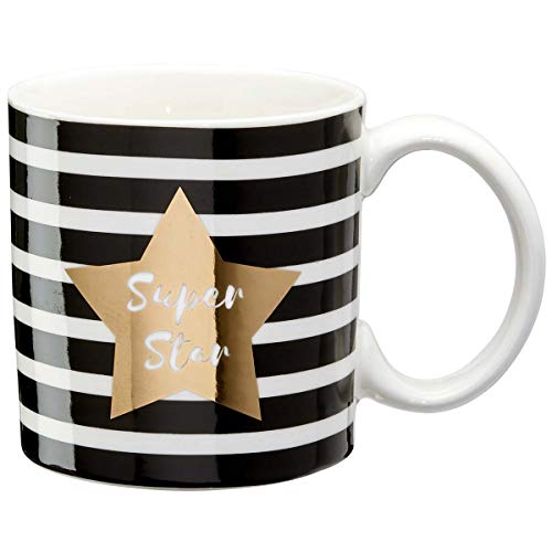DRAEGER PARIS | Tasse Black & Gold feines Porzellan "Super Star" | Originelle Tasse zum Verschenken an Ihre Lieben, Kollegen, Freunde, Freunde | Kaffeetasse mit Geschenkbox von DRAEGER