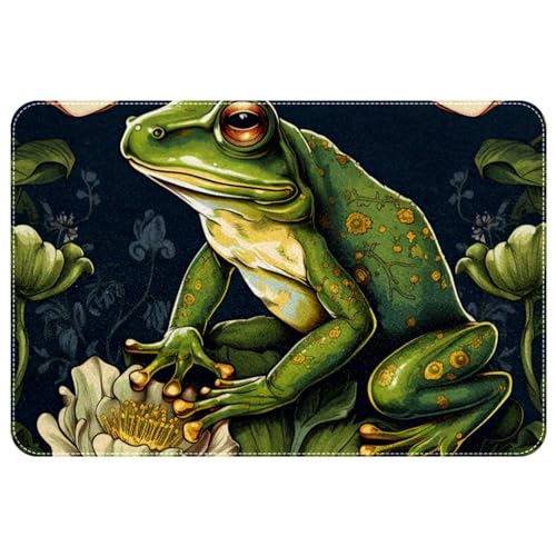 DragonBtu Area Rugs rutschfeste Fußmatte, Motiv: Blumen mit Frosch, weich, maschinenwaschbar, Bodenmatte für Schlafzimmer, Boden, Dusche, Eingang, Fußmatte, langlebig, 60 x 90 cm von DragonBtu