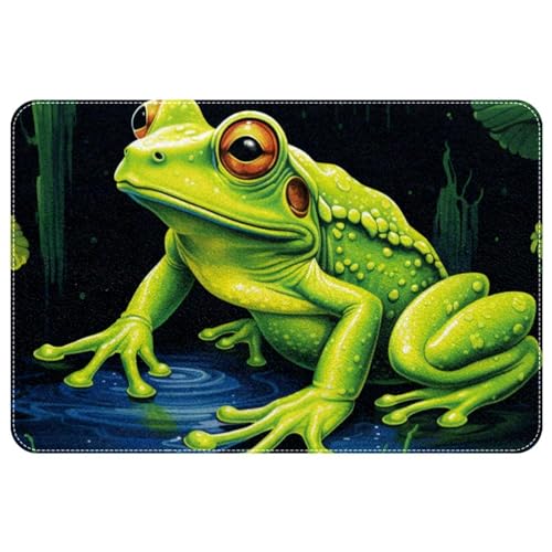 DragonBtu Area Rugs rutschfeste Fußmatte, lustiger grüner Frosch, weich, maschinenwaschbar, Bodenmatte für Schlafzimmer, Boden, Dusche, Eingang, Fußmatte, langlebig, 60 x 90 cm von DragonBtu