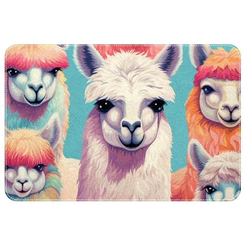 DragonBtu Art Furry Alpaca Waschbarer quadratischer Teppich, rutschfeste Bodenmatte für Innen- und Außenbereich, Eingangsbereich, Fußmatte, Schlafzimmer, Küche, Dekor-Teppich von DragonBtu