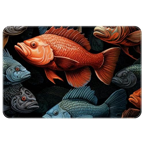 DragonBtu Artistic Color Goldfish waschbarer quadratischer Teppich, rutschfeste Bodenmatte für Innen- und Außenbereich, Eingangsbereich, Fußmatte, Schlafzimmer, Küche, Dekor-Teppich von DragonBtu