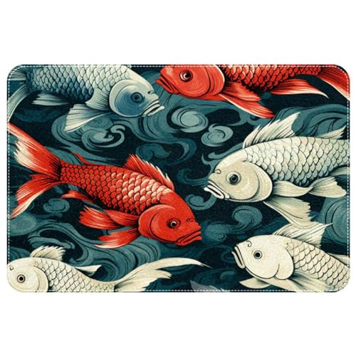 DragonBtu Artistic Color Goldfish waschbarer quadratischer Teppich, rutschfeste Bodenmatte für Innen- und Außenbereich, Eingangsbereich, Fußmatte, Schlafzimmer, Küche, Dekor-Teppich von DragonBtu