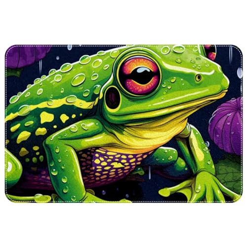 DragonBtu Cartoon-grüner Frosch, waschbar, quadratisch, rutschfeste Bodenmatte für Innen- und Außenbereich, Eingangsbereich, Fußmatte, Schlafzimmer, Küche, Dekor-Teppich von DragonBtu