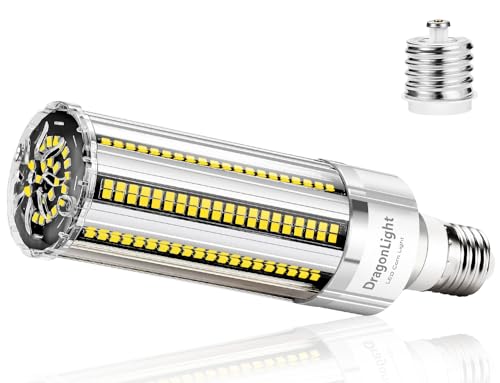 DragonLight 2024 Neueste 60W Superhell Mais Licht LED Glühbirne Lüfterlos(Ersetzt 500Watt) - E27 LED Lampe mit E40 Adapter - 6000K Kaltweiß 7,200 Lumens - Gut für geschlossene Vorrichtungen von DragonLight