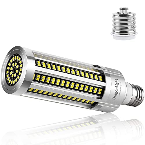 DragonLight 54W Superhell Mais Licht LED Glühbirne Lüfterlos(Ersetzt 400Watt) - E27 LED Lampe mit E40 Adapter - 6000K Kaltweiß 6,500 Lumens für Gebiet Beleuchtung - Garage Werkstatt Straßenleuchte von DragonLight