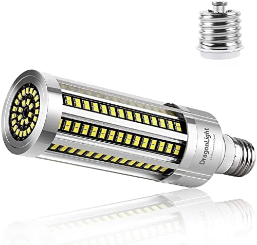 DragonLight 60W Superhell Mais Licht LED Glühbirne Lüfterlos(Ersetzt 500Watt) - E27 LED Lampe mit E40 Adapter - 5000K Kaltweiß 7,200 Lumens für Gebiet Beleuchtung - Garage Werkstatt Straßenleuchte von DragonLight