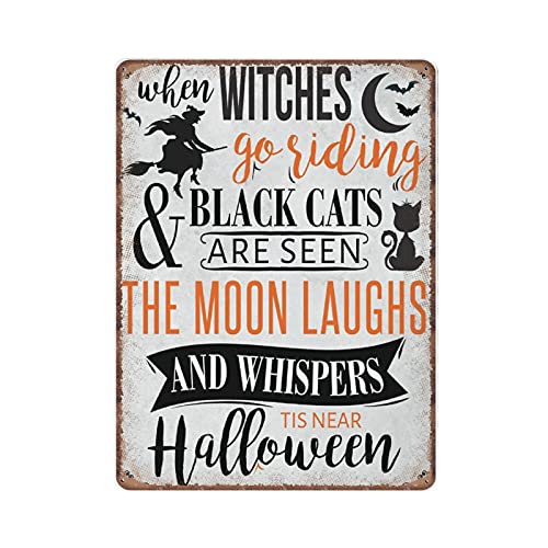Dreacoss „When Witches Go Riding“-Schild, Halloween-Party-Dekoration, bedruckbar, Halloween-Wandkunst, Halloween-Zitat-Drucke, in der Nähe von Halloween, lustiges Retro-Wandkunst-Schild, 30 x 40 cm von Dreacoss