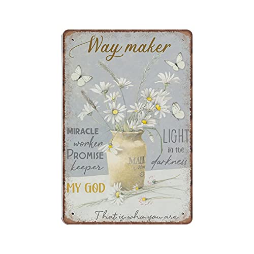 Dreacoss Floral Way Maker That Is Who You Are Blechschilder, Daisy Jar And Butterflys, religiöse christliche Kunst, Vintage-Poster, Metallschild, lustiges Geschenk für Mutter, Vater, 20,3 x 30,5 cm von Dreacoss