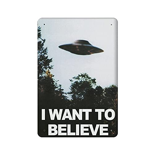 Dreacoss Sci Fi UFO I Want To Believe Blechschilder, ikonisches Poster, Retro, lustiges Metallschild, VintageWandkunst für Küche, Garten, Badezimmer, Bauernhof, HeimkaffeeDekor, Blechschild, 20,3 x von Dreacoss