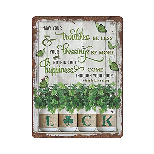 Irish Blessing – May You Troubles Be Less Your Blessings Be More VintageBlechschild mit motivierendem Zitat Metallschild Retro Metallschild Vintage Schild für Zuhause, Kaffee, Bar, Club, Kneipe, von Dreacoss