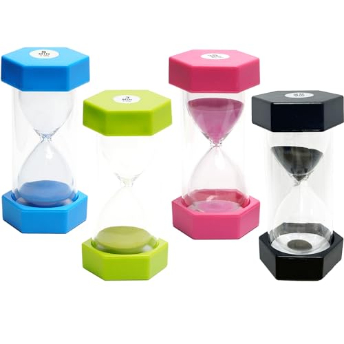 Sanduhr für Kinder, Sanduhr Glas Timer, Buntes Sanduhren Set, Sanduhr, Küchentimer, Dekoration Zeitmesser Timer, 3/5/20/30 Minuten, 4 Stück von Dream HorseX