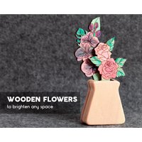 Holzblumen in Einer Vase - Muttertagsgeschenk Orchideen Und Rosen Aus Holz Geburtstagsgeschenk Oder Hochzeitsdekor von DreamONstudio27