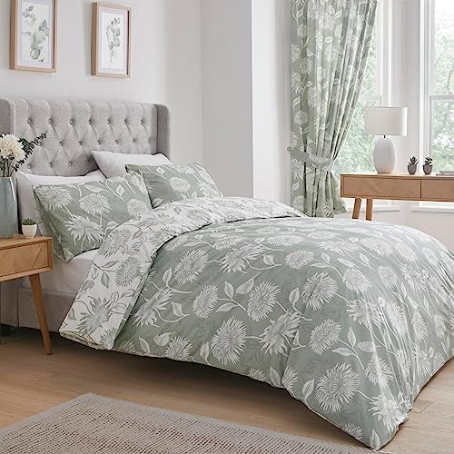 Dreams & Drapes Design – Chrysantheme – pflegeleichtes Bettbezug-Set – Doppelbett-Größe in Grün von DREAMS AND DRAPES