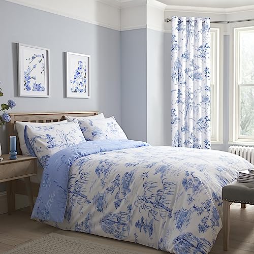 Dreams & Drapes Design – Orientalischer Garten – pflegeleichtes Bettbezug-Set – Kingsize-Bett-Größe in Blau von DREAMS AND DRAPES