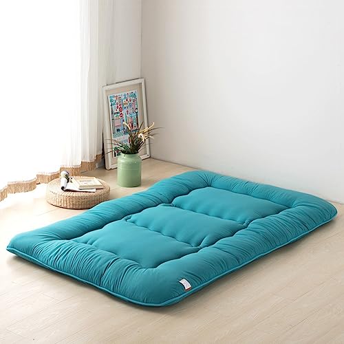 Dremdo Futon Bodenmatratze, Gepolsterte Japanische Bodenmatratze Gesteppte Bett Matratze Topper, Extra Dicke Faltende Schlafunterlage Atmungsaktive Boden Liege Gästebett,Grün,100x200cm von Dremdo