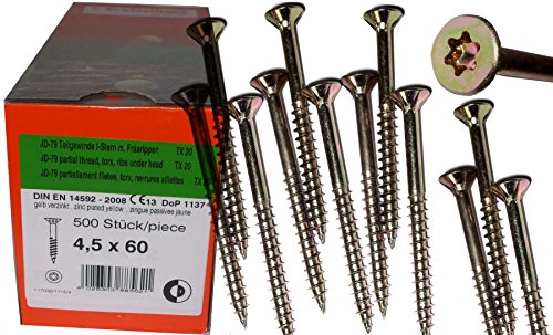 Torx Spanplattenschrauben 4,5 x 60 mm, Dresselhaus JD79, I-Stern, 500 Stk/Paket von Dresselhaus