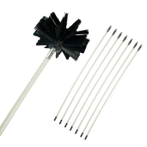 Schornsteinfeger Kit Flexible Schornsteinreinigungsbürste Kit Luftkanal Reinigungsset Nylon Trockner Vent Cleaner Kit 8 Flexible Stangen + 1 Bürstenköpfe von Drhomeam