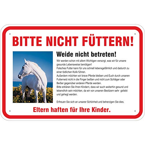 Schild Achtung, Pferde Nicht füttern 300 x 450 mm aus Aluminium-Verbundmaterial 3mm stark von KDS