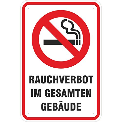 Schild Rauchverbot/Rauchen verboten im gesamten Gebäude aus Aluminium-Verbundmaterial 3mm stark 30 x 45 cm von KDS