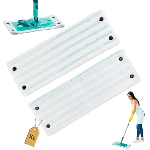 2 Stück Wischmopp Bezug für Leifheit Clean Twist XL Micro Duo Bodenwischer Ersatzbezug Set,49x15cm Zubehör für Leifheit Floor Wischbezug Ersatz Mikrofasern, für alle Böden, Starke Dekontamination von Drufoful