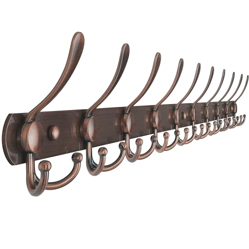 Dseap Garderobenleiste mit 10 haken, schwerlast 96cm Lang garderobenhaken, edelstahl wandgarderobe, kleiderhaken wand, hakenleiste garderobe für mantel hut handtuch handtasche, antikes kupfer von Dseap