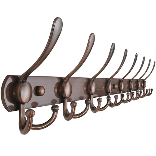 Dseap Garderobenleiste mit 8 haken, schwerlast 74cm Lang garderobenhaken, edelstahl wandgarderobe, kleiderhaken wand, hakenleiste garderobe für mantel hut handtuch handtasche, antikes kupfer von Dseap