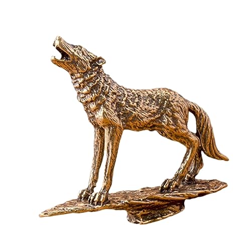 Dualoai Messing Wolf Figuren Kollektion, Geschenk, Kunsthandwerk, Heimdekoration, Kupferstatue, Kleine Metallstatue, Tierfiguren für Wohnzimmer, Schreibtisch, von Dualoai