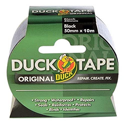 Duck Tape Original, Schwarz, 50 mm x 10 m Das hochfeste, wasserdichte Gaffer- und Rohr-Klebeband, Reparaturband. von Duck