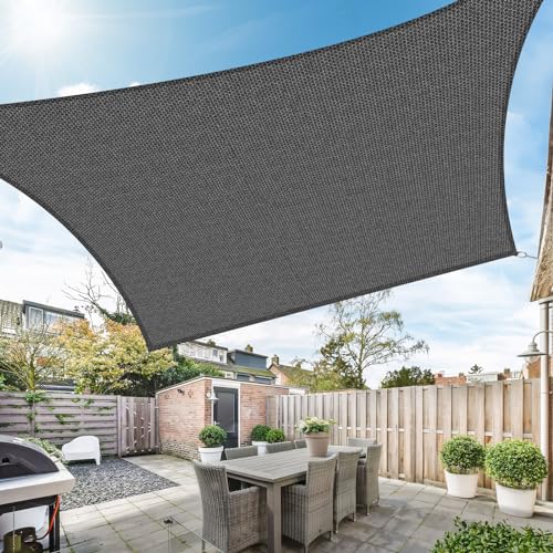 Duerer Sonnensegel 2x3m Rechteckig Sonnenschutz Garten Balkon und Terrasse, 95% UV Schutz, 185g/m² hoch Dichte Gewebe wasserdurchlässig für Patio, Pergola, Hinterhofa, Außenbereich-Anthrazit Farbe von Duerer