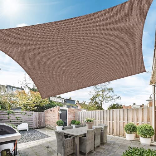 Duerer Sonnensegel 2x3m Rechteckig Sonnenschutz Garten Balkon und Terrasse, 95% UV Schutz, 185g/m² hoch Dichte Gewebe wasserdurchlässig für Patio, Pergola, Hinterhofa, Außenbereich-Braun Farbe von Duerer