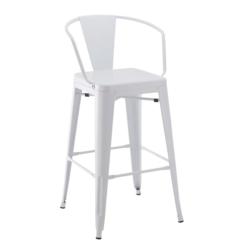 Duhome Barhocker Bistrostuhl Metallstuhl aus Eisen Barstuhl mit Rückenlehne, Stapelbare Küchenstühle Industriedesign, Weiß von Duhome