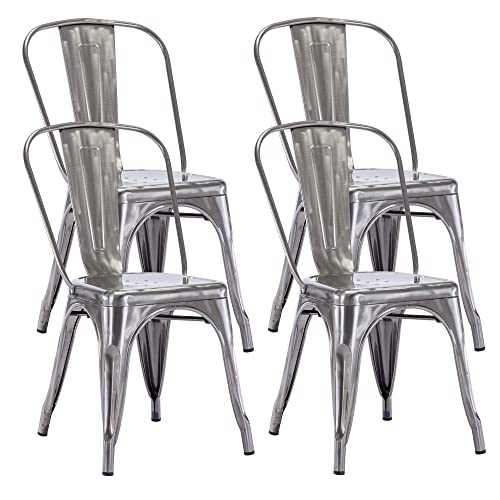 Duhome Metallstuhl Bistrostuhl 4er Set aus Eisen Esszimmerstuhl mit Rückenlehne, Stapelbare Küchenstühle Industriedesign, Metallic von Duhome