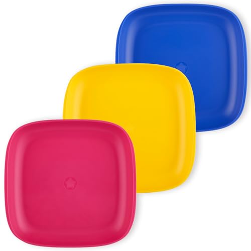 Zuckerrohr Kinder Teller 3er Pack (20 cm) - Bio Geschirr für Kleinkinder - LFGB & USDA zertifiziert - Mikrowellen und Spülmaschinenfest - BPA-frei, wiederverwendbar, Leicht & bruchfest - Multi 1 von Dulce Worlds