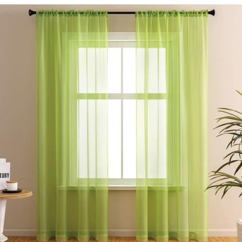 2er Set Transparent Vorhang Gardinen Wohnzimmer,Halbtransparent Vorhänge für Wohnzimmer, Moderne Gardine Voile Vorhangschals Ösenvorhang Dekoschal für Fenster Schlafzimmer Balkontür100x200cm Grün 2er Set Transparent Vorhang Gardinen Wohnzimmer,Halbtransparent Vorhänge für Wohnzimmer, Moderne Gardine Voile Vorhangschals Ösenvorhang Dekoschal für Fenster Schlafzimmer Balkontür100x200cm Grün von Duories