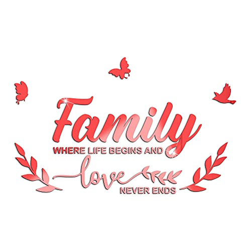 3D Family Schmetterling Spiegel Wand Aufkleber Dekoration Sofa Hintergrund Wandaufkleber Wandsticker Wandtattoo Wanddeko Wanddekoration Decals für Wohnzimmer Schlafzimmer Wohnkultur,Rot von Duories