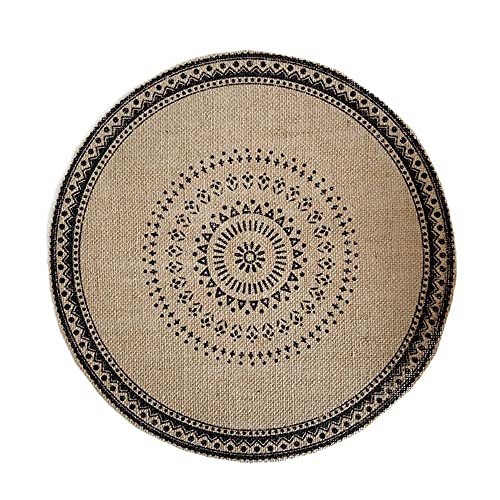 Rund Gewebte Platzset,Boho Tischsets,Jute Tischsets mit Mandala Quaste,Böhmen Farmhouse Retro Restaurant Tischdekoration Platzdeckchen Tischsets für Hochzeit Festival Party Küche Speisetisch,2er Set R von Duories