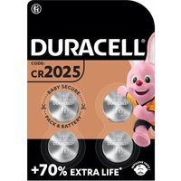 Batterie Lithium, Knopfzelle, CR2025, 3V - Electronics, Retail Blister (4-Pack) (119345) - Duracell von Duracell