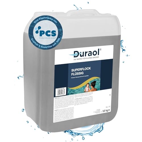 Duraol 10kg Superflock flüssig für Pool - hochkonzentriertes Pool Flockungsmittel - flüssiger Trübungsentferner für Sandfilter - Flockmittel gegen trübes Poolwasser - Poolklar Wasserklärer von Duraol