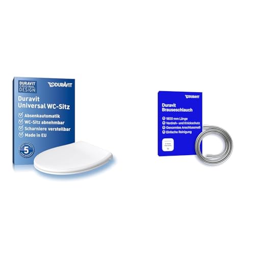 Duravit Universal Toilettendeckel mit Absenkautomatik, WC Sitz Quick Release & Universal Brauseschlauch, flexibler Duschschlauch 1,80 m mit Verdrehschutz, knickfest, Chrom Duravit Universal Toilettendeckel mit Absenkautomatik, WC Sitz Quick Release & Universal Brauseschlauch, flexibler Duschschlauch 1,80 m mit Verdrehschutz, knickfest, Chrom von Duravit